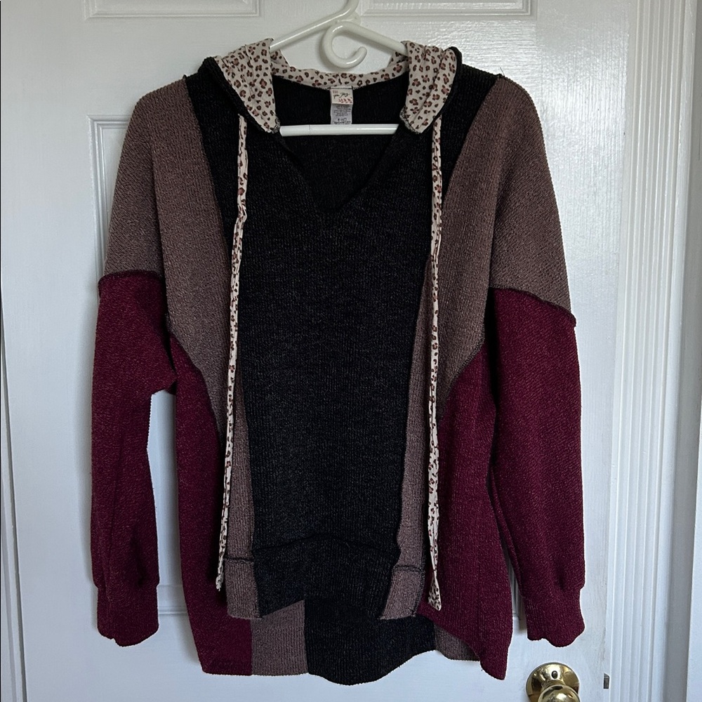 7th Ray Brown Raglan Long Sleeve Hoodie, small